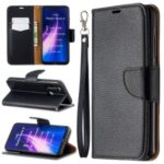 Litchi Skin Wallet Leather Stand Case for Xiaomi Redmi Note 8 – Black