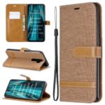 Assorted Color Jeans Cloth Leather Wallet Case for Xiaomi Redmi Note 8 Pro – Khaki
