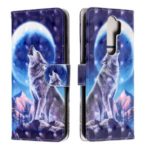 Light Spot Decor Pattern Printing Wallet Leather Phone Cover with Strap for Xiaomi Redmi Note 8 Pro – Wolf and Moon