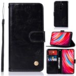 Retro Style Leather Wallet Cell Shell for Xiaomi Redmi Note 8 Pro – Black