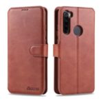 AZNS Wallet Leather Stand Cell Casing Shell for Xiaomi Redmi Note 8 – Brown