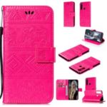 Imprint Elephant PU Leather Wallet Stand Case for Xiaomi Redmi Note 8 – Rose