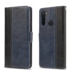 Stitching Cell Phone Leather Wallet Case for Xiaomi Redmi Note 8 – Black / Blue