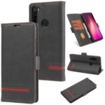 [Business Style] Splicing Wallet Stand Leather Phone Shell for Xiaomi Redmi Note 8 – Black