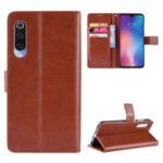 Crazy Horse Leather Wallet Phone Shell for Xiaomi Mi 9 Pro 5G – Brown