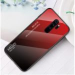 For Xiaomi Redmi Note 8 Pro Gradient Color Cover Tempered Glass + PC + TPU Hybrid Protective Case – Red