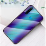 Carbon Fiber Texture Tempered Glass Phone Case Covering for Xiaomi Redmi Note 8 – Blue Fiber