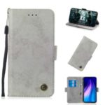 Retro High Quality Leather Wallet Cover for Xiaomi Redmi Note 8 – Grey