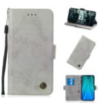 Retro Style PU Leather Flip Shell Cover for Xiaomi Redmi Note 8 Pro – Grey