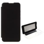 Transparent PC Back Case + PU Leather + TPU Cover Case for Xiaomi Redmi Note 8 – Black