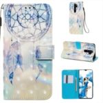Pattern Printing PU Leather Wallet Phone Case with Strap for Xiaomi Redmi Note 8 Pro – Grey Dream Catcher