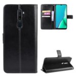 Crazy Horse Texture Leather Wallet Phone Casing for OPPO A9 2020/A5 2020/A11/A11X – Black