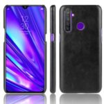 Litchi Texture PU Leather Coated PC Back Case for OPPO Realme 5 Pro/Realme Q – Black