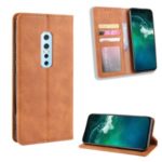 Retro Style PU Leather Stand Wallet Phone Case for vivo V17 Pro – Brown
