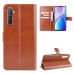 Crazy Horse Surface Leather Wallet Mobile Case for OPPO K5/Realme XT/Realme X2 – Brown