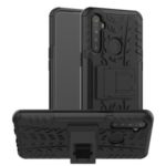 Anti-slip PC + TPU Hybrid Case with Kickstand Phone Shell for OPPO Realme 5 – Black