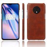 KSQ Crazy Horse Skin PU Leather Coated PC Cover Case for OnePlus 7T – Brown