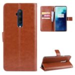 Crazy Horse Texture Leather Wallet Phone Shell Casing for OnePlus 7T Pro – Brown