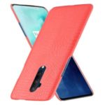 Crocodile Skin PU Leather Coated PC Case for OnePlus 7T Pro – Red