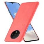 Crocodile Skin PU Leather Coated Hard Plastic Case for OnePlus 7T – Red