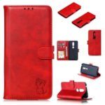 Imprinted Cat Pattern Magnetic Leather Wallet Case for Nokia 4.2 (2019) – Red
