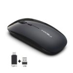 HXSJ M60 Wireless Mouse Rechargeable Computer Laptop Mouse 2.4G Silent Mouse with USB&Type-C Receiver