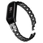 G-shaped Rhinestone Decor Stainless Steel Smart Watch Band Strap Replacement for Xiaomi Mi Smart Band 4 / Mi Band 3 – Black