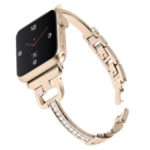 Bling Rhinestone Decor Stainless Steel Smart Watch Replacement Strap for Apple Watch Series 1/2/3 42mm / Series 4/5 44mm – Champagne Gold
