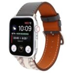 Pattern Decor Genuine Leather Smart Watch Replacement Strap for Apple Watch Series 5/4 44mm / Series 3/2/1 42mm – Black