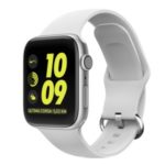 Liquid Silicone Smart Watch Band for Apple Watch Series 5/4 44mm / Series 3/2/1 42mm, etc – White