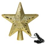 3D Twinkling Star Christmas LED Snowflake Pendant Tree Decor – Gold/EU Plug