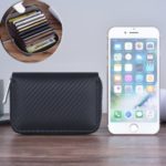 Men Carbon Fiber Wallet Credit Card Holder Case Black Leather Money Clip Wallet – Horizontal Style