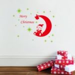 2Pcs 64x81cm Christmas Bear and Stars Wall Decor Stickers Mural DIY Wallpaper Room Art Decals