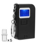 Professional Alcohol Tester Breathalyzer Digital Breathing Detector Keyring with 5 Replaceable Mouthpieces