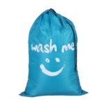 Multi-functional Large Foldable Nylon Laundry Bag Dirty Clothes Storage Bag with Drawstring Closure – Blue