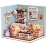 Dollhouse Miniature Kit Mini DIY Wooden House with Furniture LED Lights DIY Romantic Gift