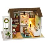 DIY Miniature Dollhouse Kit 3D Wooden Living Room Handmade Craft Gift with Furniture LED Lights