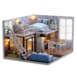 DIY Lifelike Mini 3D Wooden House Room Handmade Toy Miniature Loft Dollhouse Kit with Furniture LED Lights