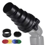 Metal On-camera Flash Conical Snoot with Honeycomb Grid 5pcs Color Filter Kit Magnet Adsorption