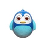 Baby Toy Penguin Tumbler with Rolling Eyes Rattle Ring Bell Sound Toy Toddler Musical Wobble – Blue