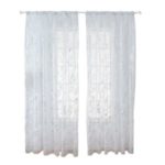 Sheer Curtains Feather Print Window Screen Curtains for Living Room Window Patio Door 1 Panel 40″x79″ – Silver