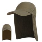 Men UPF 50+ Sun Protection Cap Wide Brim Fishing Sun Cap Hat with Neck Flap – Army Green