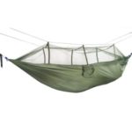 Portable Lightweight Outdoors Backpacking Survival Parachute Nylon Hammock with Mosquito Net – Army Green