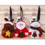 3Pcs Non-woven Fabric Christmas Santa Dinner Bag Set Kitchen Tableware Holder Pocket Suit
