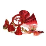 5Pcs Christmas Glitter Bells Xmas Tree Baubles Light Decoration Ornaments – Red
