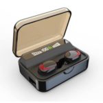 CALDECOTT S590B LED Digital Dual Power Display TWS Bluetooth 5.0 Headphones with Charging Bin – Black/Red