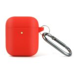 Leather Grain Silicone Case for Apple AirPods with Wireless Charging Case (2019) / AirPods with Charging Case (2019)/(2016) – Red