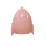 Rocket Shape Silicone Airpods Case with Hook and Chain for Apple AirPods with Wireless Charging Case (2019)/AirPods with Charging Case (2019)/(2016) – Pink