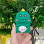 3D Cartoon Dinosaur Portable Silicone Case with Hook for Apple AirPods with Wireless Charging Case (2019)/AirPods with Charging Case (2019)/(2016) – Smile Face