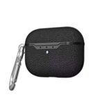 Litchi Skin Leather Coated Case with Hook for Apple AirPods Pro – Black
